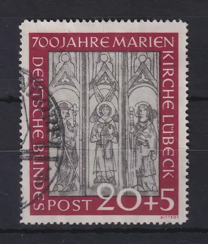 Bund 1951 Marienkirche Lübeck 20+5 Pfg-Wert Mi.-Nr. 140 sauber gestempelt