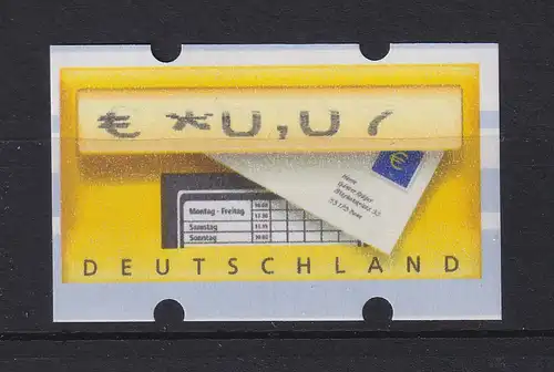 Deutschland ATM Briefkasten Mi.-Nr. 5.1 Wert € * 0,07 oberer Teil fehlt 