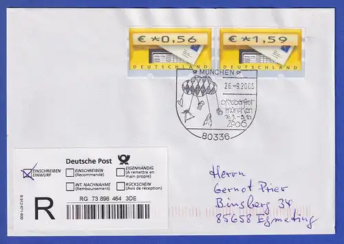 Deutschland ATM Briefkasten Mi-Nr. 5.1 2 Werte auf R-Brief Oktoberfest 2006