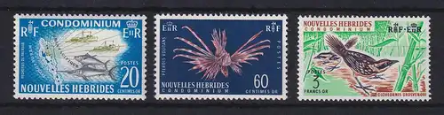 Neue Hebriden Tiere Mi.-Nr. 217-219 (ohne 216) ** / MNH