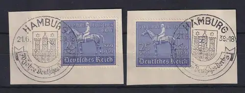 Dt. Reich 1939 Blaues Band Mi-Nr. 698 Randstücke links/rechts mit So.-O HAMBURG 