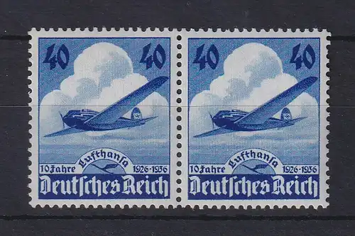 Deutsches Reich 1936 Lufthansa Flugzeug Heinkel He 70 Mi.-Nr. 603 waag. Paar **