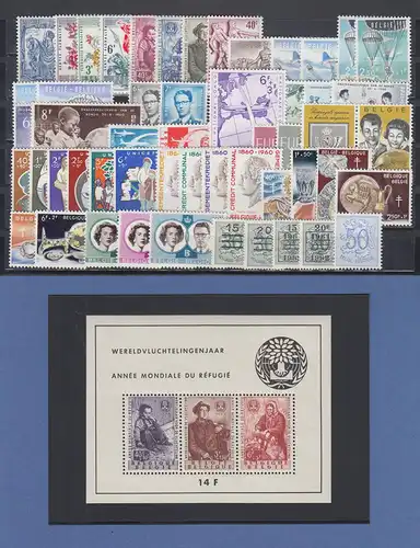 Belgien 1960 Briefmarken-Jahrgang komplett ** inkl. Block und teurer Freimarke
