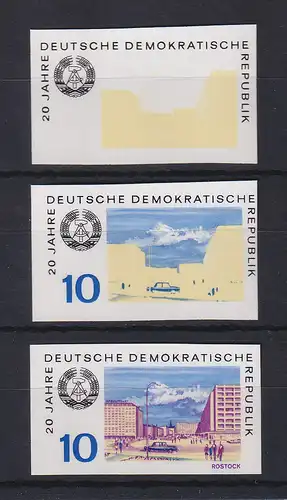 DDR 1969 Set 3 Phasendrucke Mi.-Nr. 1495 20 Jahre DDR Rostock 