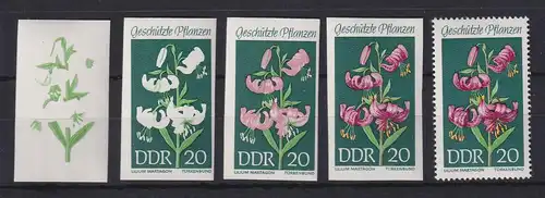 DDR 1969 kpl. Serie Phasendrucke Mi.-Nr. 1459 Türkenbund ** 