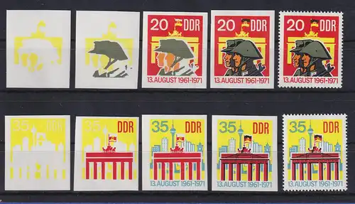 DDR 1971 kpl. Serie Phasendrucke Mi.-Nr. 1691-92  10 Jahre Berliner Mauer ** 