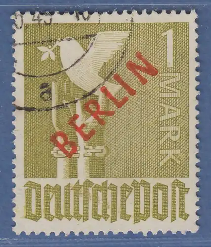 Berlin 1949, Rotaufdruck 1DM-Spitzenwert gestempelt, bestgeprüft LIPPSCHÜTZ