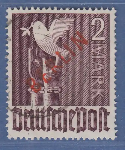 Berlin 1949, Rotaufdruck 2DM-Höchstwert gestempelt, höher geprüft LIPPSCHÜTZ