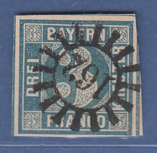 Bayern 3 Kreuzer blau TYPE I  Mi.-Nr. 2I b Prachtstück mit GMR 162 Königshofen
