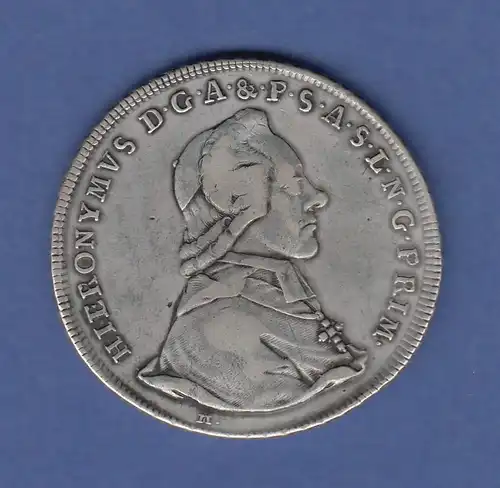 Salzburg 1784 Hieronymus von Colloredo 1 Taler sehr schöne Erhaltung !