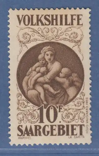 Saargebiet Volkshilfe 1928 Höchstwert 10Fr. Madonna "La Caritá" von Raphael *