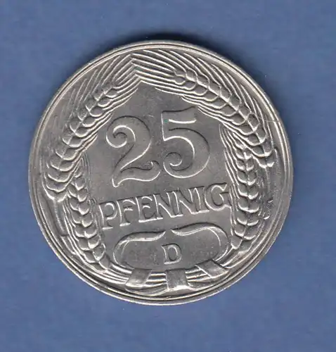 Deutsches Kaiserreich Kursmünze 25 Pfennig 1912 D 
