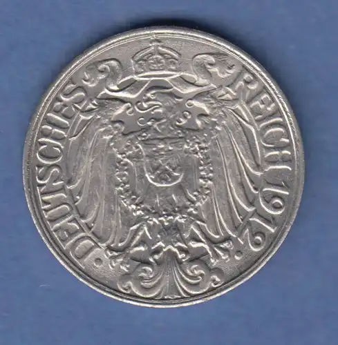 Deutsches Kaiserreich Kursmünze 25 Pfennig 1912 D 