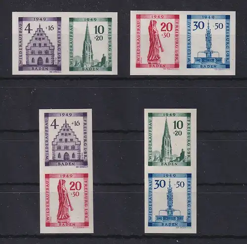 Franz. Zone Baden Freiburg Wiederaufbau Mi.-Nr. 38-41B alle mögl. ZSD kpl. **