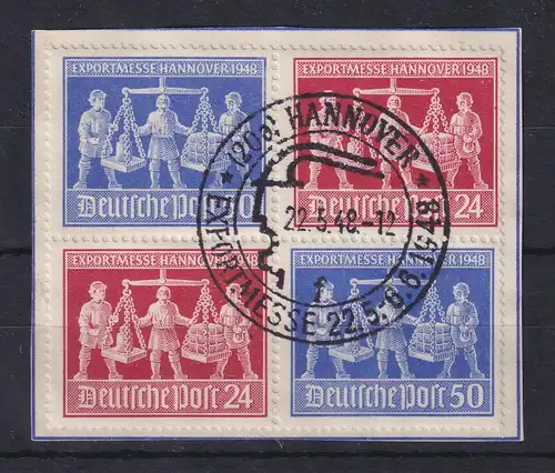 All. Besetzung Hannover-Messe 1948 normaler 4er-ZSD  V Zd 1 gestempelt 22.5.48