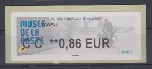 Frankreich 2019 ATM Musee de la Poste:  Post-Zusteller auf dem Fahrrad ** 