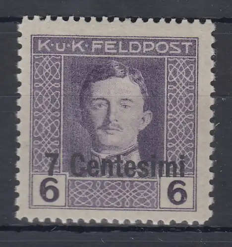 Österreich Feldpost  Italien Karl I. Wert 7 Cent. in  D-Zähnung Mi.-Nr. 5D **