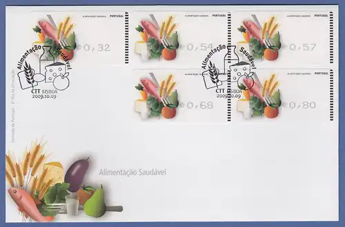 Portugal 2009 ATM Ernährung Amiel Mi.-Nr. 68.2 Satz 5 Werte 32-54-57-68-80 FDC