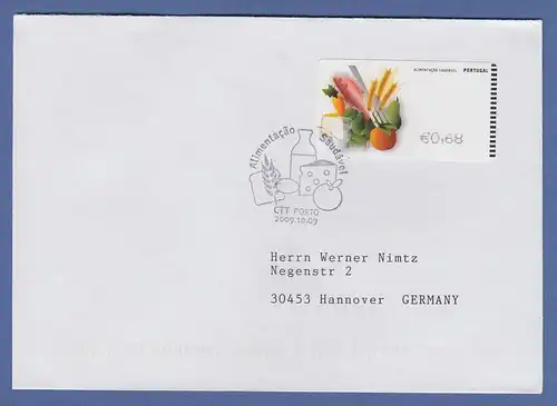 Portugal 2009 ATM Ernährung NewVision Mi.-Nr. 68.3 Wert 0,68 auf FDC nach D