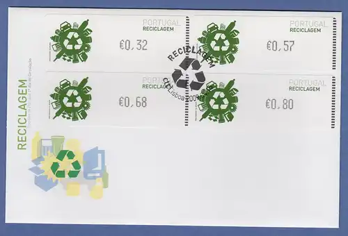 Portugal 2009 ATM Recycling Monétel Mi.-Nr. 67 Satz 32-57-68-80 auf FDC