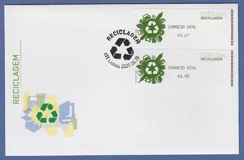 Portugal 2009 ATM Recycling Monétel Mi.-Nr. 67 Satz AZUL 47-185 auf FDC