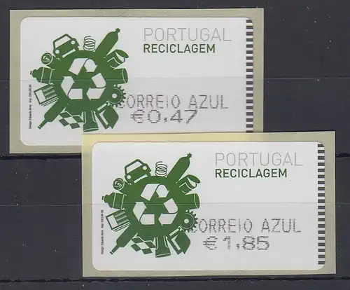 Portugal 2009 ATM Recycling SMD Mi.-Nr. 66.1 Satz AZUL 47-185 mit ET-O