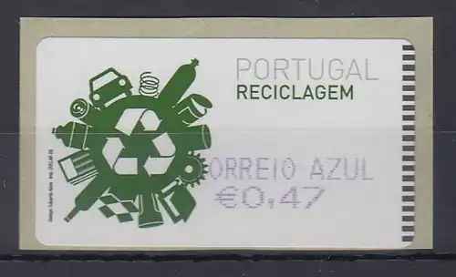 Portugal 2009 ATM Recycling SMD Mi.-Nr. 66.1 violett  Wert AZUL 0,47 **