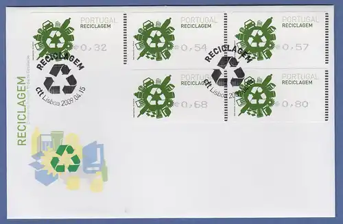 Portugal 2009 ATM Recycling Amiel Mi.-Nr. 66.2  Satz 32-54-57-68-80 auf FDC