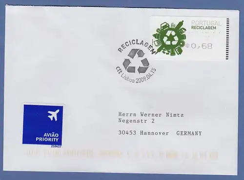 Portugal 2009 ATM Recycling Amiel Mi.-Nr. 66.2 Wert 0,68 auf FDC nach D