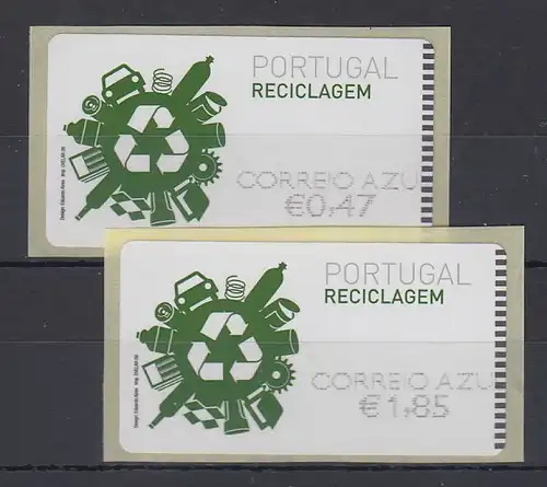 Portugal 2009 ATM Recycling NewVision Mi.-Nr. 66.3 Satz AZUL 47-185 **