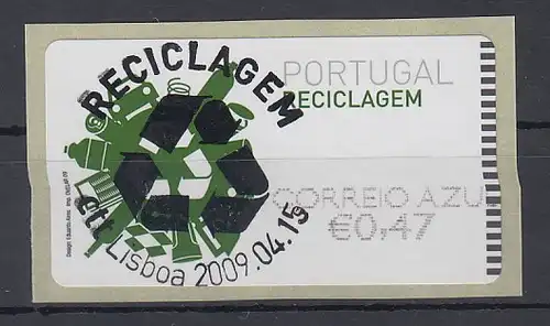 Portugal 2009 ATM Recycling NewVision Mi.-Nr. 66.3 Wert AZUL 0,47 mit ET-O