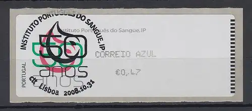 Portugal 2008 ATM Blutbank Monétel Mi.-Nr. 65 Wert AZUL 0,47 mit ET-O