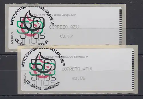Portugal 2008 ATM Blutbank Monétel Mi-Nr. 65 Satz AZUL 47-185 mit ET-O