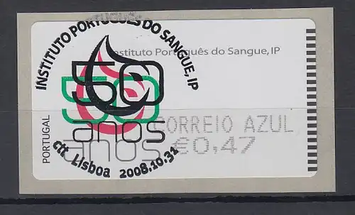 Portugal 2008 ATM Blutbank SMD Mi-Nr. 64.1 Wert AZUL 0,47 mit ET-O 