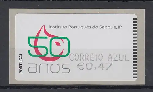 Portugal 2008 ATM Blutbank SMD Mi-Nr. 64.1 Wert AZUL 0,47 **