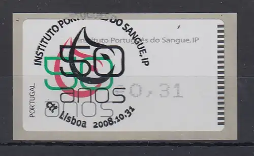 Portugal 2008 ATM Blutbank Amiel Mi-Nr. 64.2 Wert 0,31 mit ET-O 