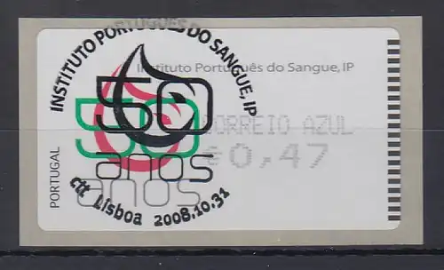 Portugal 2008 ATM Blutbank Amiel Mi-Nr. 64.2 Wert AZUL 0,47 mit ET-O 