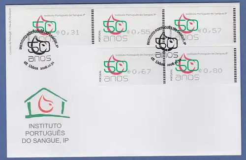 Portugal 2008 ATM Blutbank Amiel Mi-Nr. 64.2 Satz 5 Werte 31-55-57-67-80 FDC