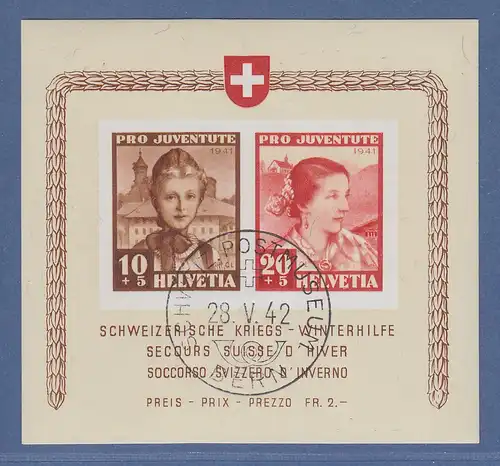 Schweiz Blockausgabe PRO PATRIA 1941 Mi.-Nr. Block 6 gest. SCHWEIZ-POSTMUSEUM