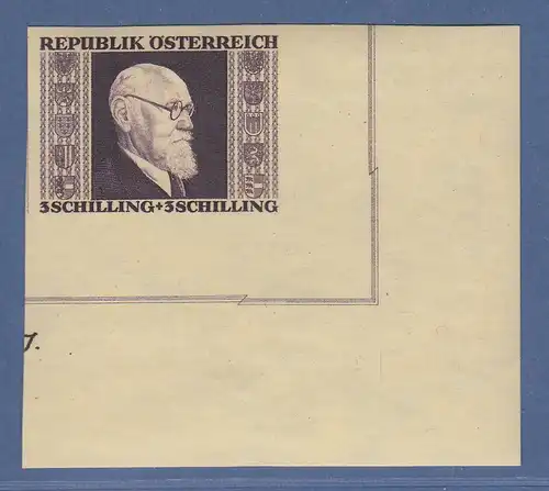 Österreich 1946 Renner geschnitten 3 Schilling Mi.-Nr. 774 B Eckrandstück  ** 