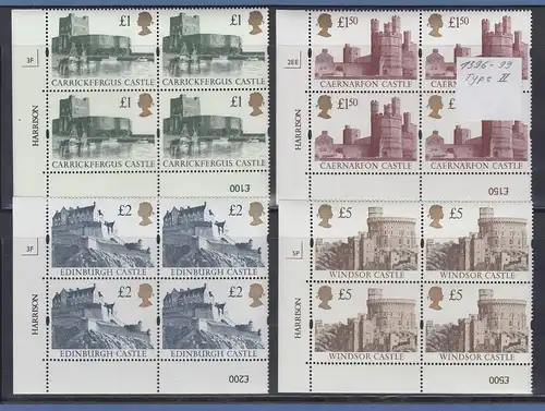 Großbritannien 1994 Freimarken Burgen Pfund-Werte Type II Mi.-Nr. 1396-99 II **