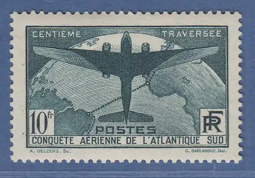 Frankreich 1936 Ozeanüberquerung Postflugzeuge 10Fr.-Wert Mi.-Nr. 327 **