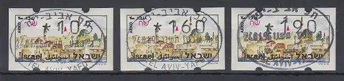 Israel Touristik ATM Motiv Akko Satz 105-160-190 mit Ph. mit Oval-O 24.1.96