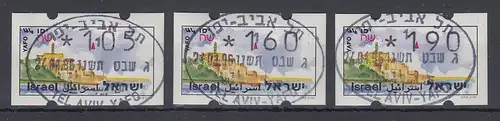 Israel Touristik ATM Motiv Yafo Satz 105-160-190  mit Oval-O 24.1.96