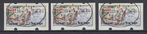 Israel Touristik ATM Motiv Tiberias Satz 110-170-220 mit Ph. mit Oval-O 28.12.96
