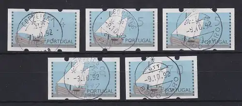Portugal 1992 ATM Caravelle Satz 14-25-35-38-70 mit ET-O FARO