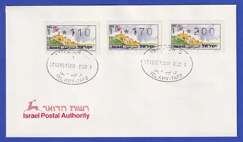 ATM Israel Touristik Jaffa ohne Nr. Satz 110-170-200  Mi.-Nr. 10.2x auf Brief