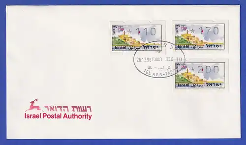 ATM Israel Touristik Jaffa ohne Nr. Satz 110-170-200  Mi.-Nr. 10.2x auf FDC