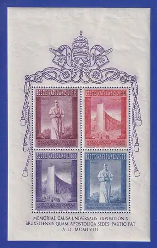 Vatikan 1958 Blockausgabe Weltausstellung in Brüssel Mi.-Nr. Block 2 **