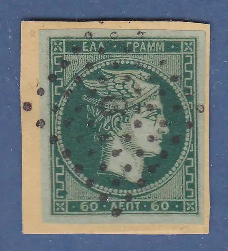 Griechenland 1876 Hermeskopf 60 L dunkelgrün Mi.-Nr. 44 schön gest. auf Briefst.